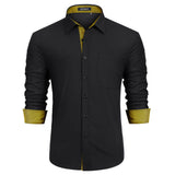 Casual Formal Shirt with Pocket - 03-BLACK/GOLD