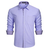Casual Formal Shirt with Pocket - 15-PURPLE 