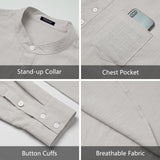 Casual Henley Shirt with Pocket - LIGHT GRAY 
