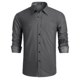 Casual Formal Shirt with Pocket - 18-GREY/PAISLEY 