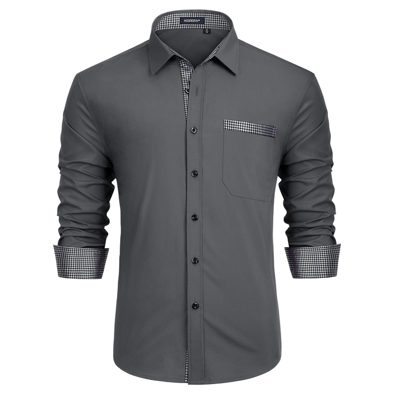 Casual Formal Shirt with Pocket - GREY