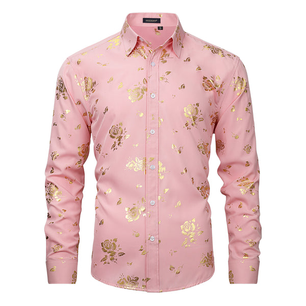 Shiny Rose Gold Party Shirt - 05-PINK 