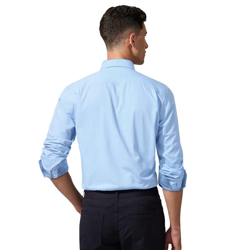 Casual Formal Shirt with Pocket - A-08 LIGHT BLUE/BLUE 