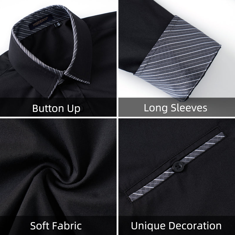Casual Formal Shirt with Pocket - A-05 BLACK/GREY 
