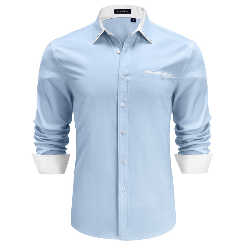 Casual Formal Shirt with Pocket - BLUE/WHITE 