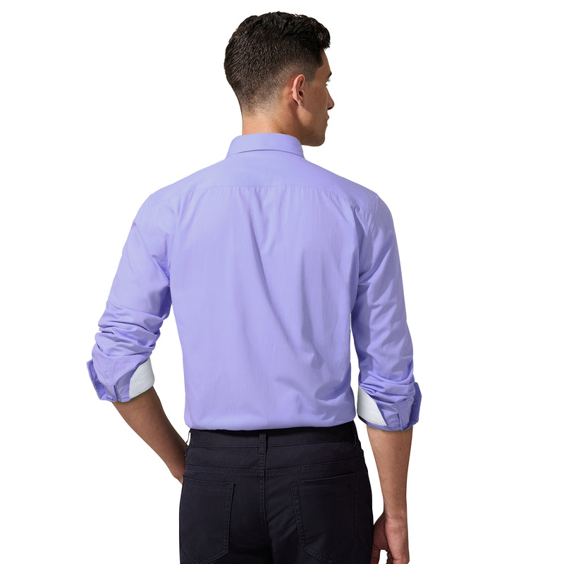 Casual Formal Shirt with Pocket - PURPLE/WHITE 