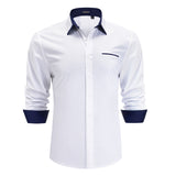 Casual Formal Shirt with Pocket - WHITE/BLACK 