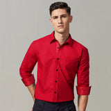 Casual Formal Shirt with Pocket - RED/PAISLEY 