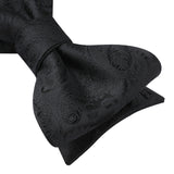 Floral Paisley Bow Tie & Pocket Square Sets - C-BLACK 