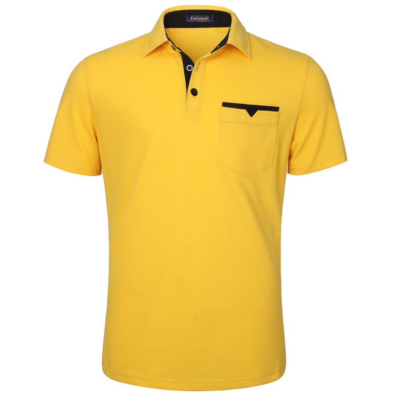Polo Shirts Short Sleeve with Pocket - A-YELLOW