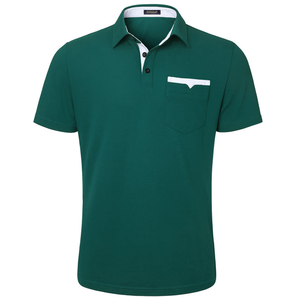 Polo Shirts Short Sleeve with Pocket - B-FOREST GREEN 