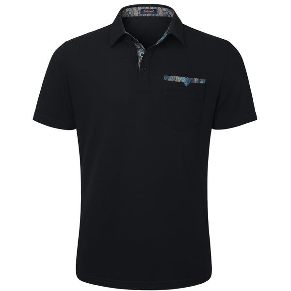 Polo Shirts Short Sleeve with Pocket - F-BLACK-PAISLEY 