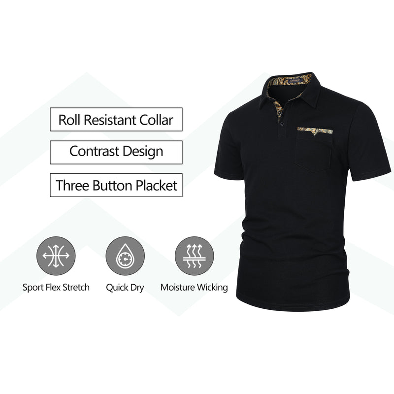 Polo Shirts Short Sleeve with Pocket - A4-BLACK2 