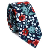 Floral Wedding Cotton Tie - NAVY BLUE 