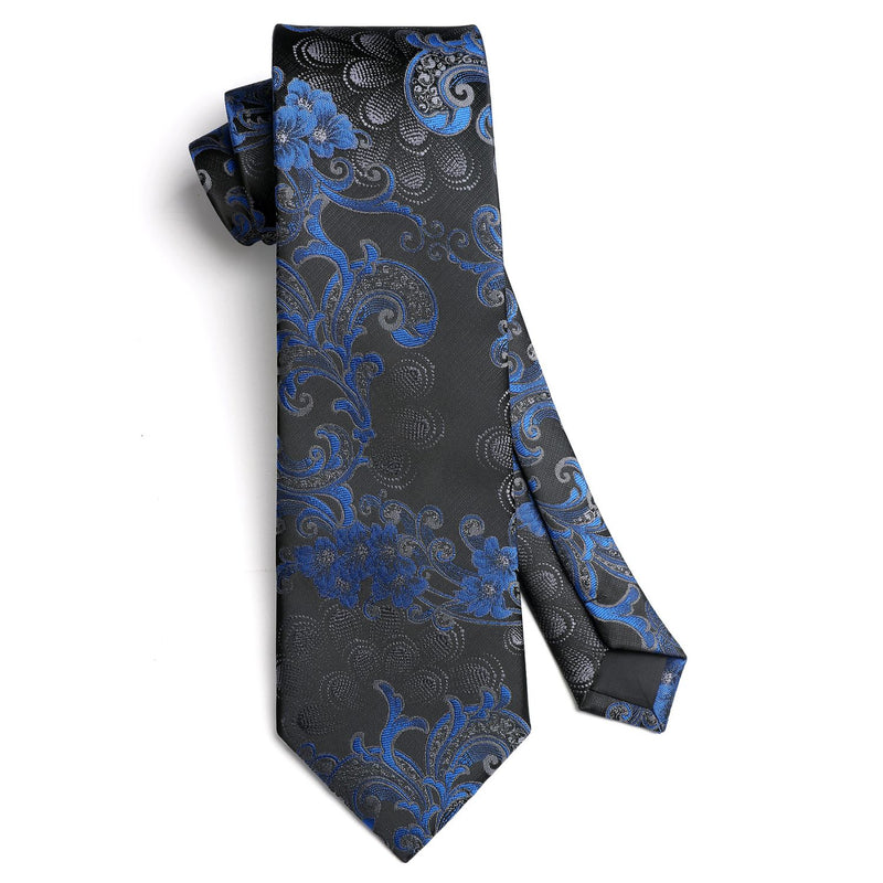 Floral Tie Handkerchief Cufflinks - ROYAL BLUE 