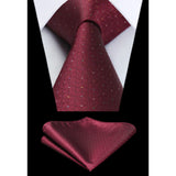Houndstooth Tie Handkerchief Set - B-03 BURGUNDY 