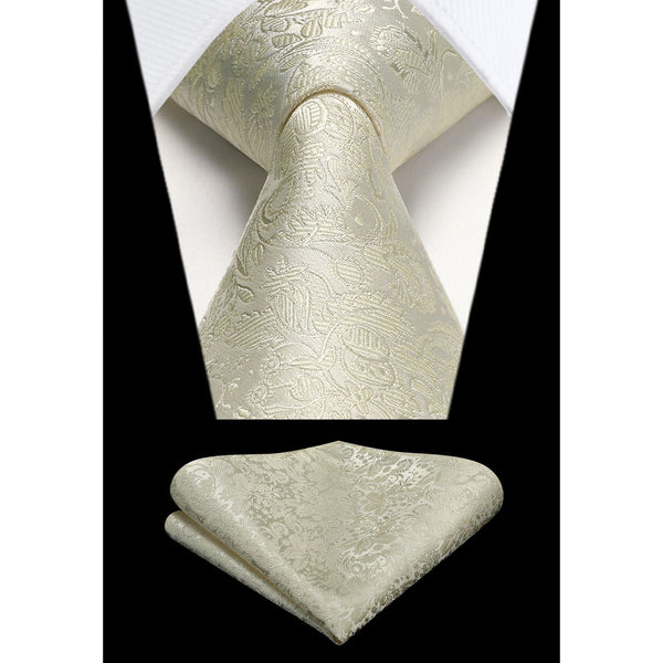 Floral Tie Handkerchief Set - SILVER 