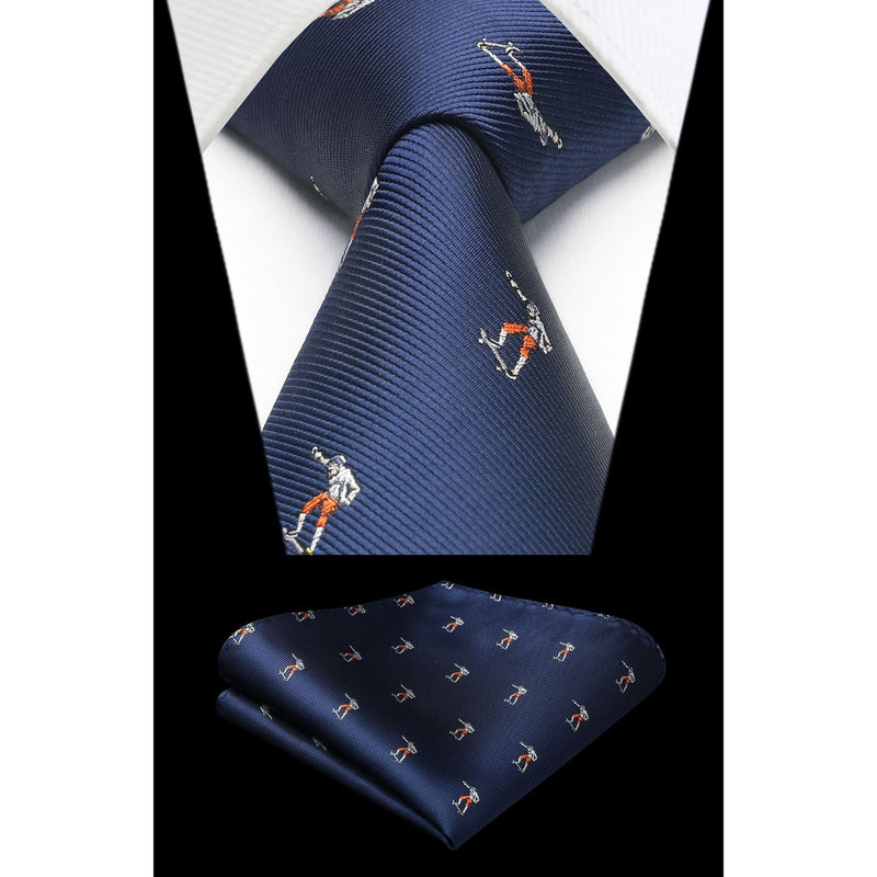 Skateboard Tie Handkerchief Set - NAVY BLUE-7 
