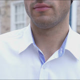 Contrast Color Men's Dress Shirt with Pocket - WHITE/BLUE