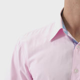 Men's Patchwork Dress Shirt with Pocket - PINK PURPLE