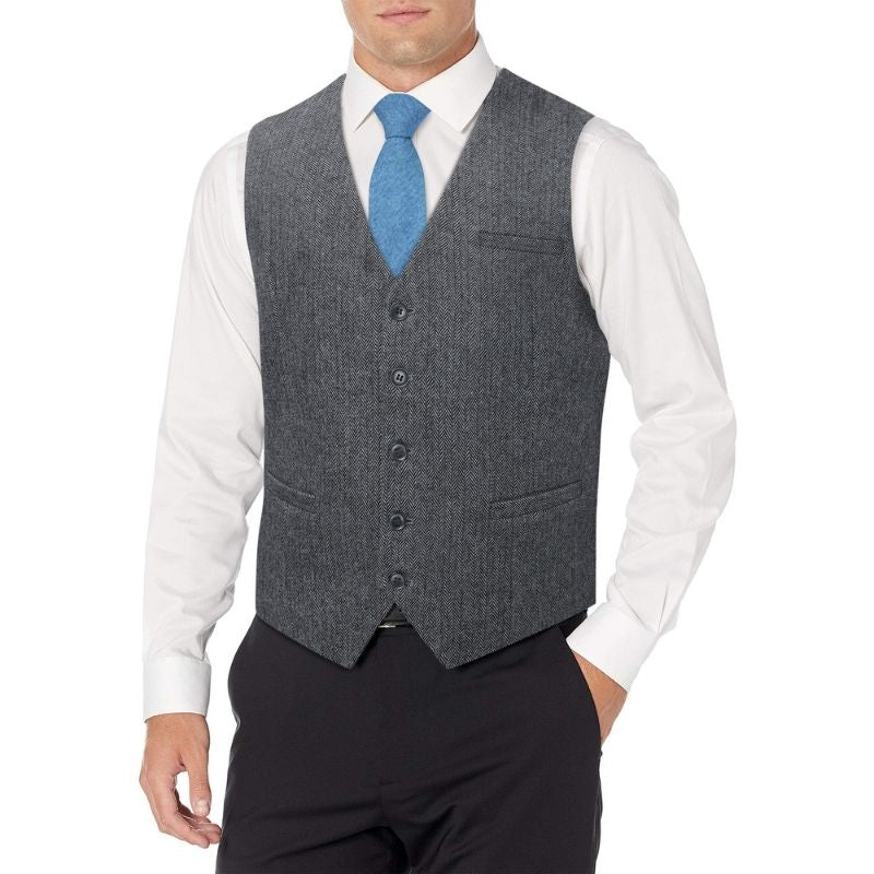 Formal Suit Vest - A-GREY-SMOOTH BACK