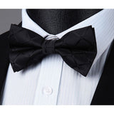 Plaid Suspender Pre Tied Bow Tie Handkerchief Black