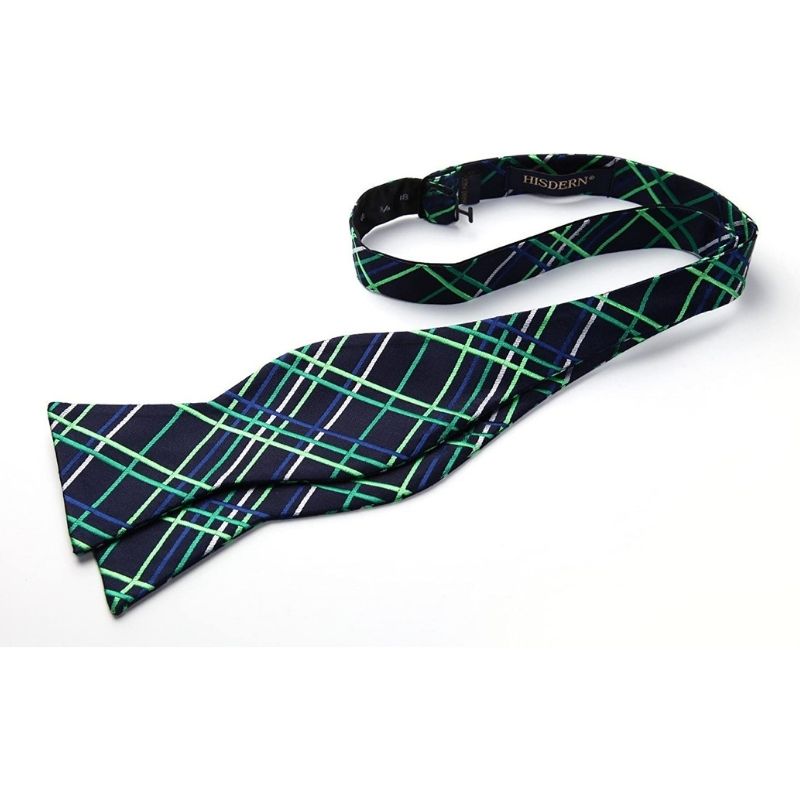 Plaid Bow Tie & Pocket Square - GREEN/BLUE