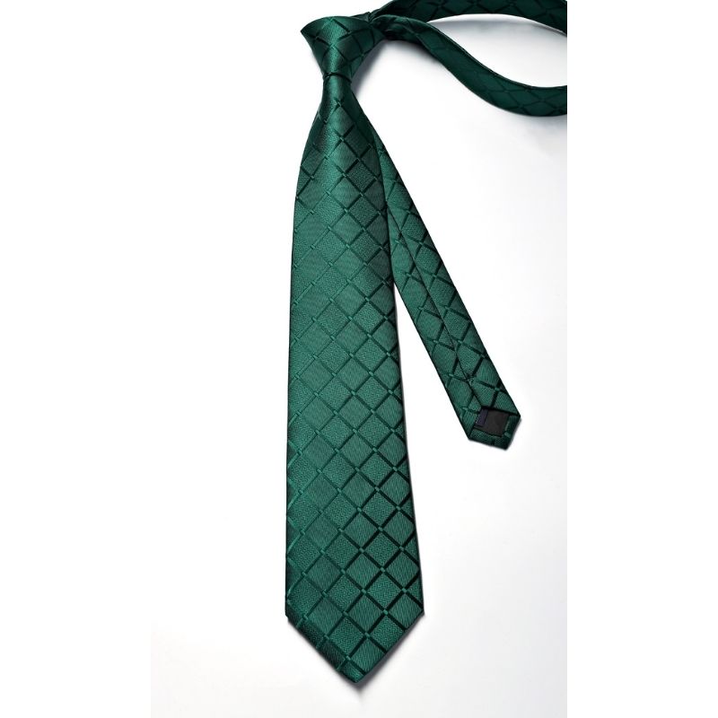Plaid Tie Handkerchief Set - A-GREEN