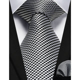 Polka Dot Tie Handkerchief Set - B2-SILVER/BLACK