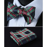 Plaid Bow Tie & Pocket Square - GREEN/RED