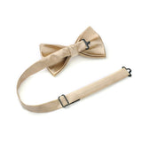 Solid Pre-Tied Bow Tie & Pocket Square - A-CHAMPAGNE 3