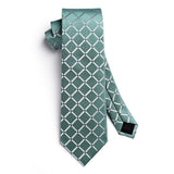 Plaid Tie Handkerchief Set - A6-AQUA