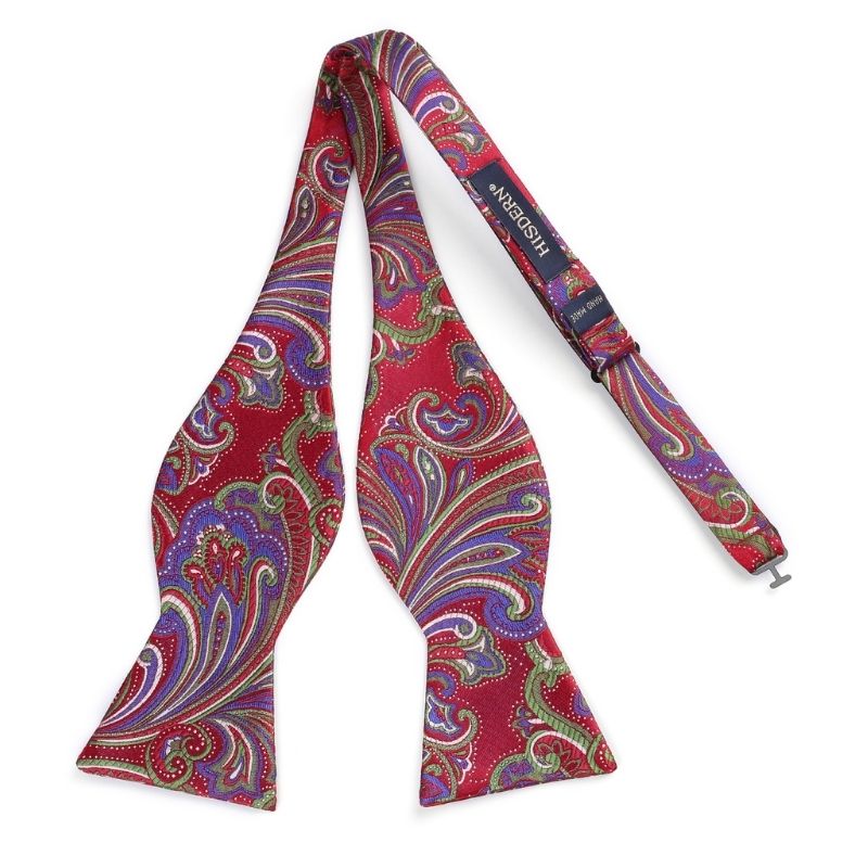 Paisley Bow Tie & Pocket Square - B-RED/GREEN/PURPLE