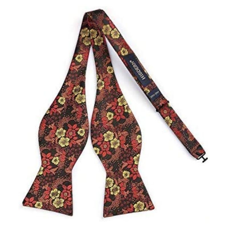 Floral Bow Tie & Pocket Square - A-GOLD/ORANGE