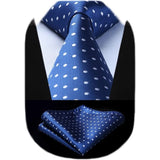 Polka Dot Tie Handkerchief Set - A-BLUE/WHITE