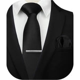 Solid Tie Handkerchief Set - BLACK