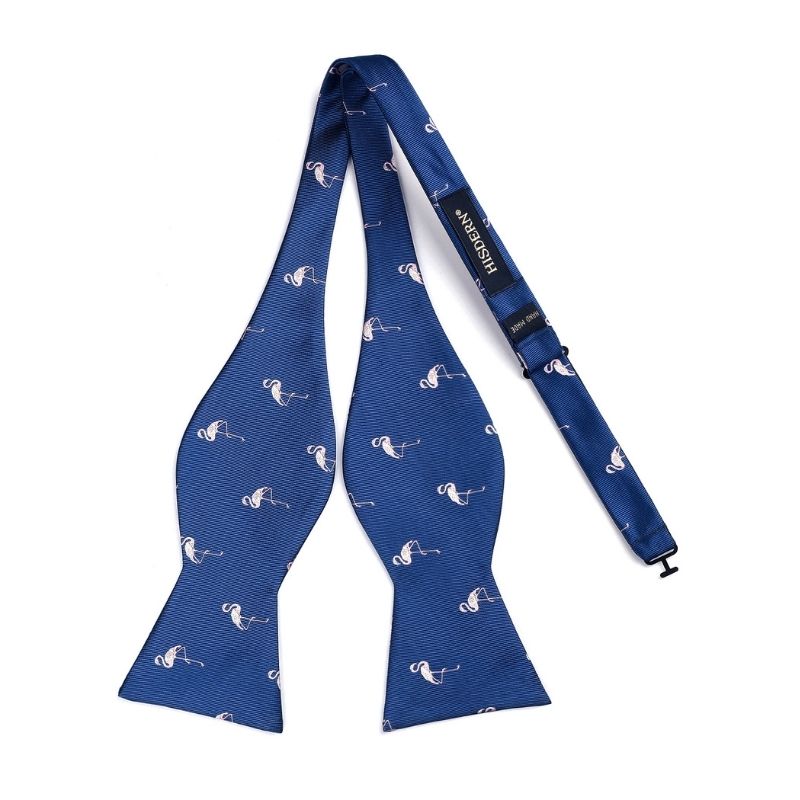 Fun Animal Bow Tie & Pocket Square - FLAMINGO & BLUE