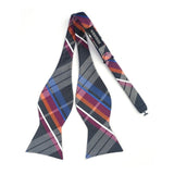 Plaid Bow Tie & Pocket Square Sets - B-MAROON GREY1