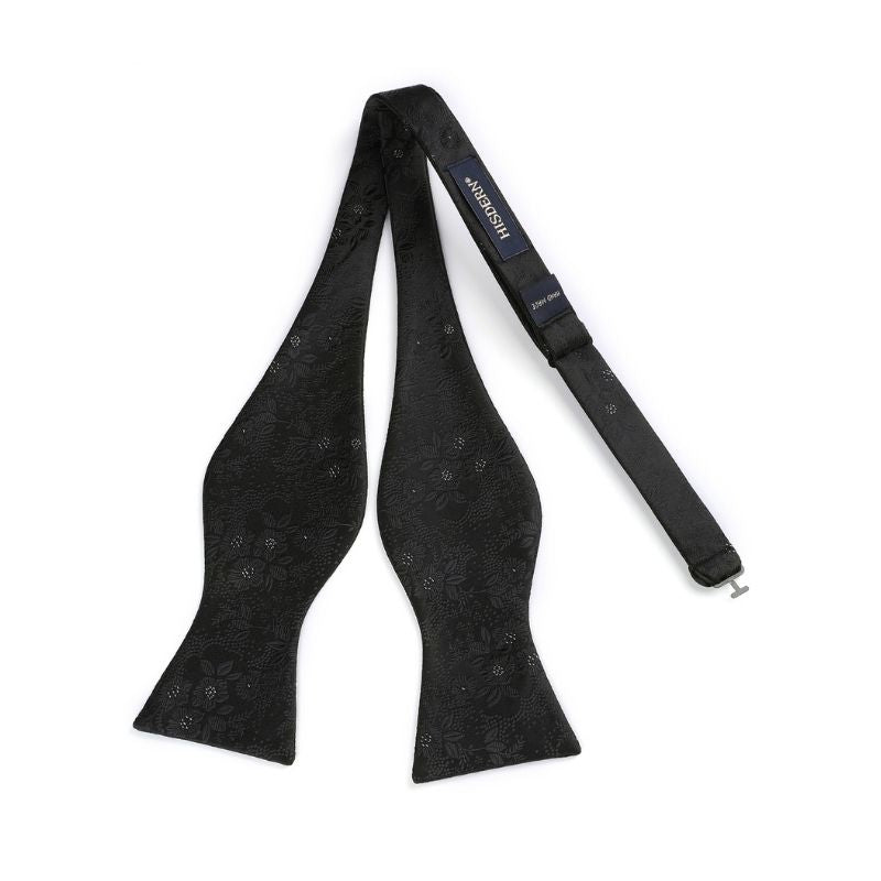 Floral Bow Tie & Pocket Square - A-BLACK/WHITE