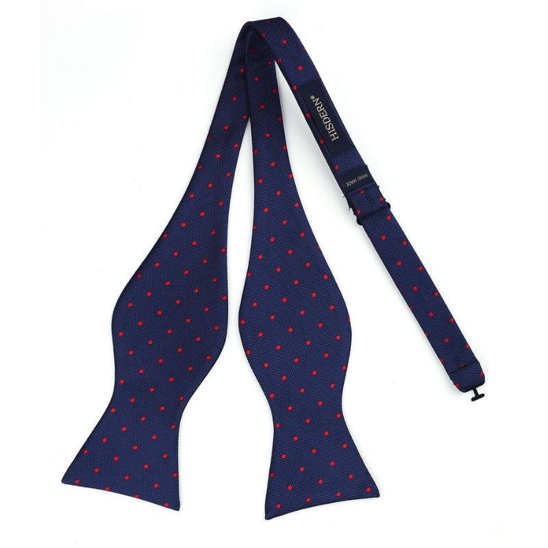 Polka Dots Bow Tie & Pocket Square - B-RED/NAVY BLUE