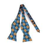 Plaid Bow Tie & Pocket Square Sets - C-AQUA/ORANGE