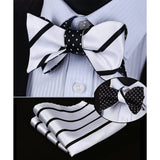 Stripe Bow Tie & Pocket Square - A-BLACK/WHITE