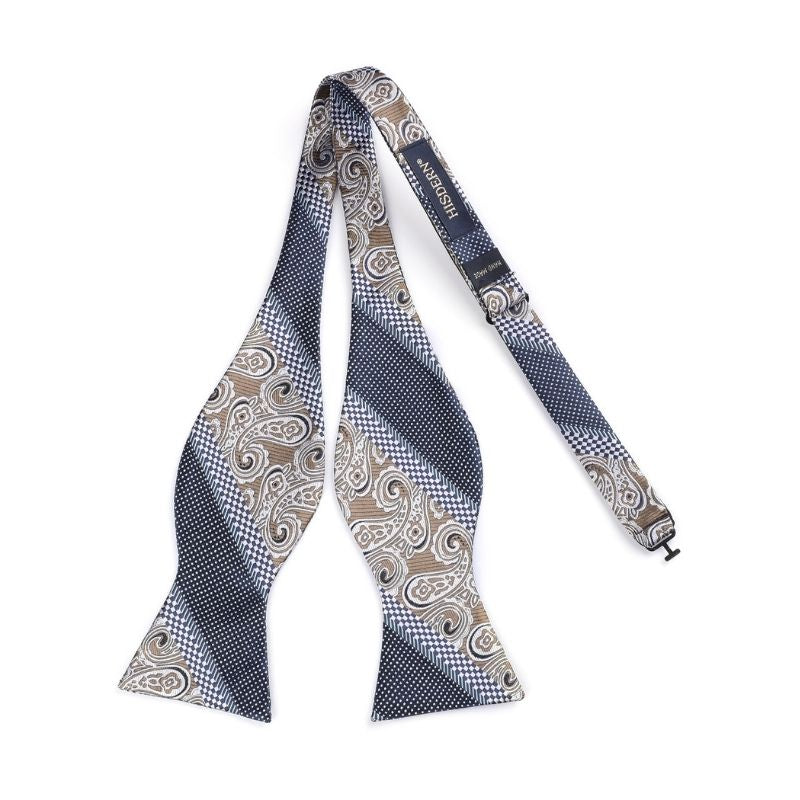 Floral Paisley Bow Tie & Pocket Square Sets - 03-BROWN/BLUE