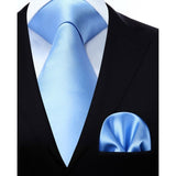 Solid Tie Handkerchief Set - CORNFLOWER BLUE