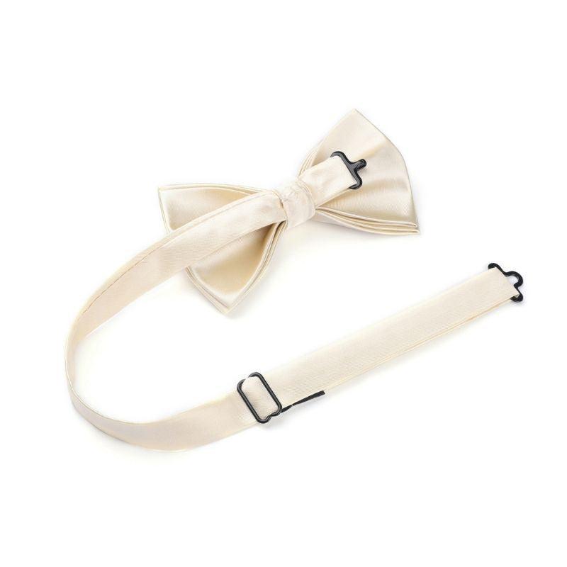 Solid Pre-Tied Bow Tie & Pocket Square - A-CHAMPAGNE 1