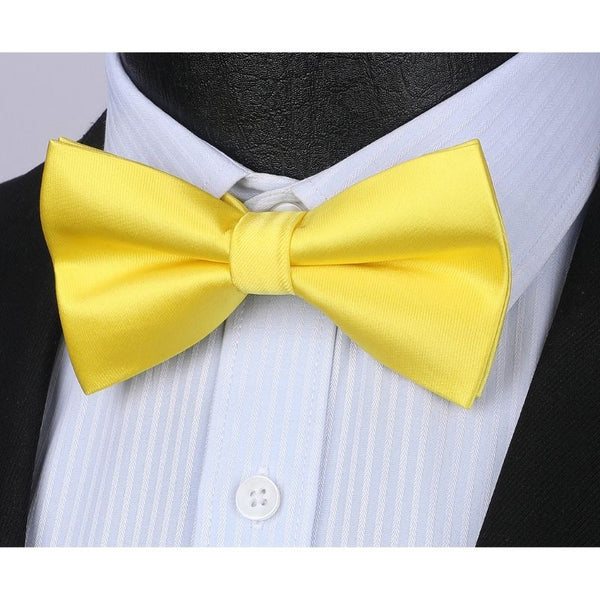 Solid Pre-Tied Bow Tie - 03-YELLOW