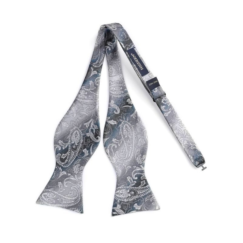 Floral Paisley Bow Tie & Pocket Square - GREY