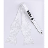 Floral Bow Tie & Pocket Square - A-WHITE