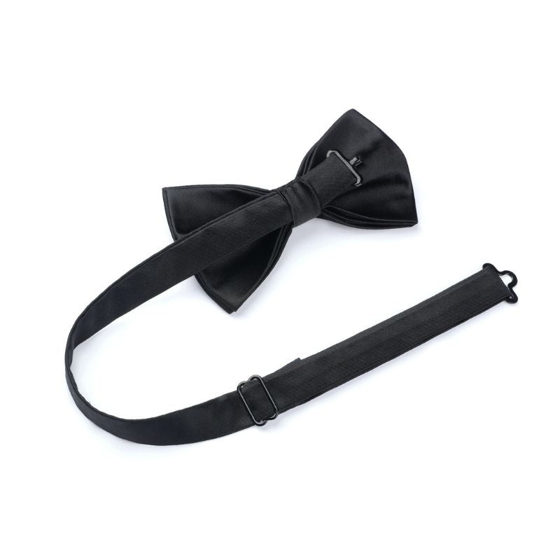 Solid Pre-Tied Bow Tie & Pocket Square - L-BLACK 1