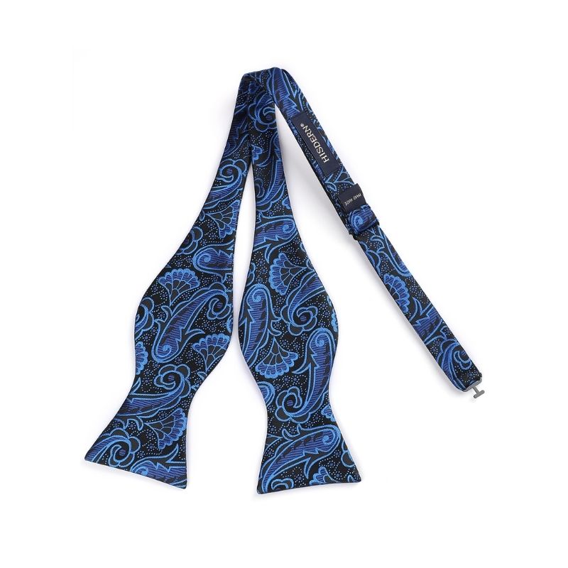 Paisley Floral Bow Tie & Pocket Square - 01-BLUE / BLACK